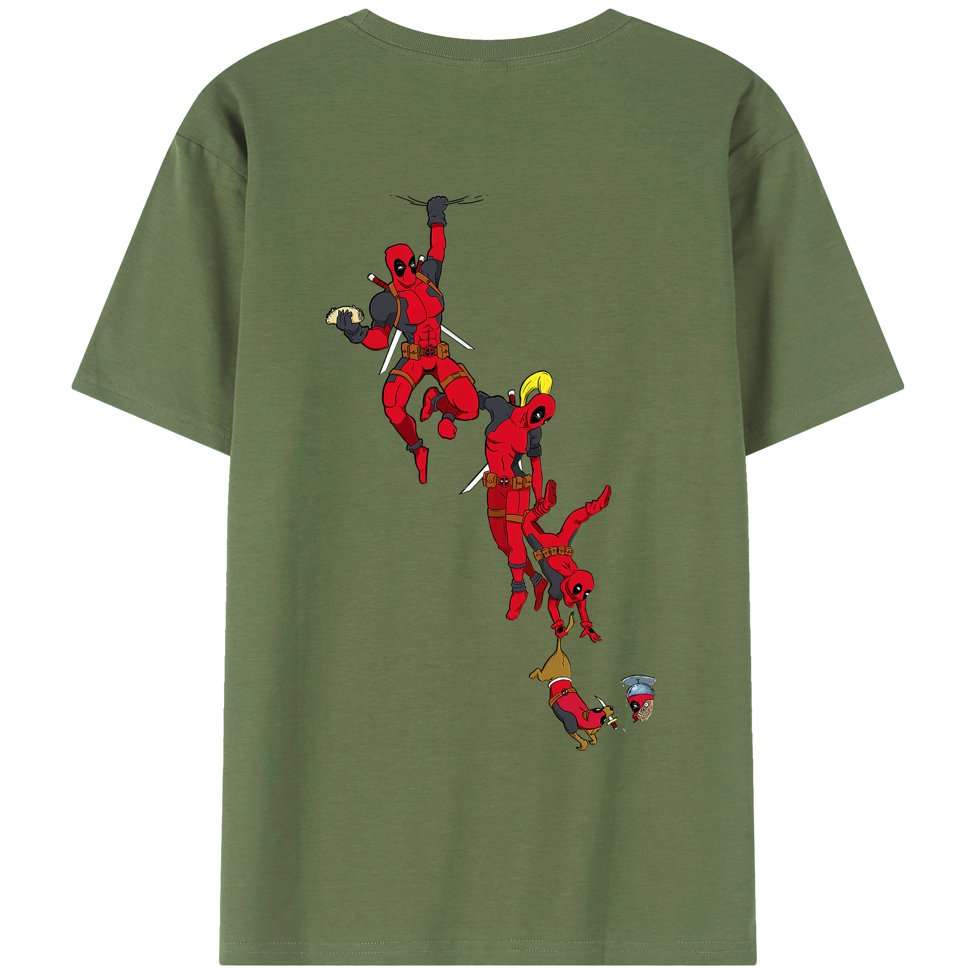 （画像用） Deadpool デッドプール 綿100％ メンズ半袖Tシャツ（バックプリント） 通気性